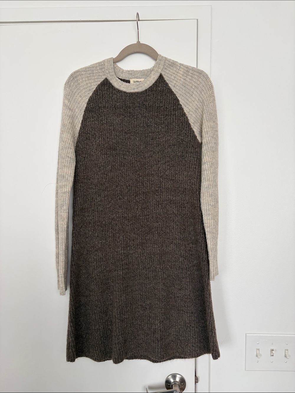 UpWest Two-Tone Knit Sweater Dress - Dark Brown and Cream